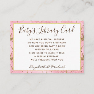 Carte D'accompagnement Gold Baby Library Demande de livre Rose Gold Princ