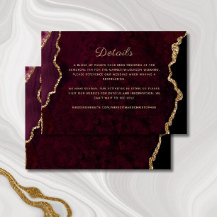 Carte D'accompagnement Gold Burgundy Agate Détails du Mariage