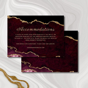 Carte D'accompagnement Gold Burgundy Agate Mariage Hébergements