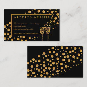 Carte D'accompagnement Gold Champagne Bubbles, Black/Gold Mariage Détail