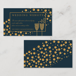 Carte D'accompagnement Gold Champagne Bubbles, Blue & Gold Mariage Détail