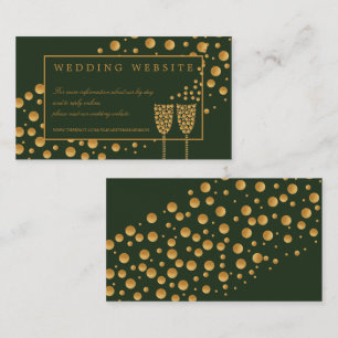 Carte D'accompagnement Gold Champagne Bubbles, Green/Gold Mariage Détail