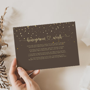 Carte D'accompagnement Gold Confetti Calligraphie Brown lune de miel