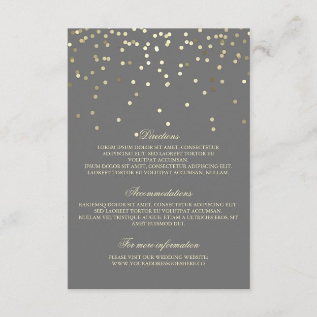 Carte D'accompagnement Gold Confetti Détails du Mariage - Informations (Devant)
