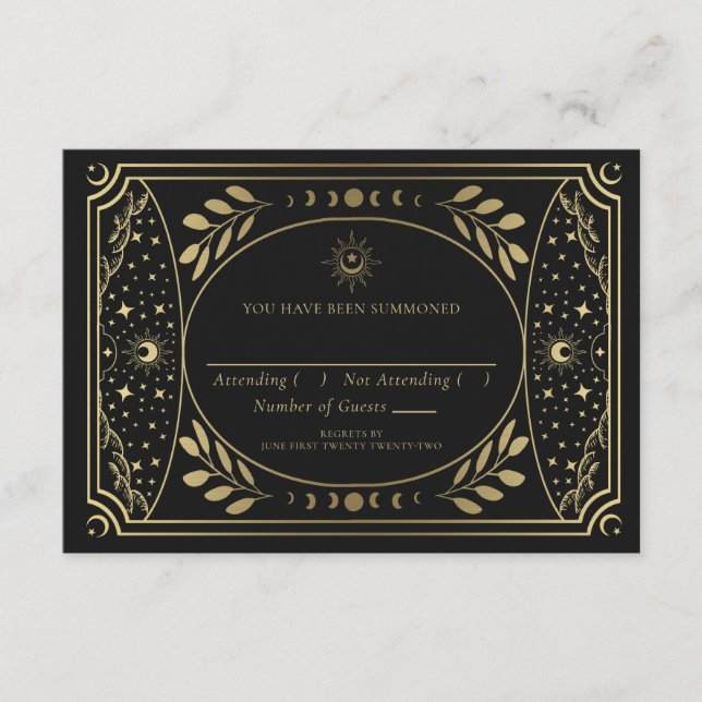 Carte D'accompagnement Gold Elegant Tarot Card Mariage RSVP (Devant)