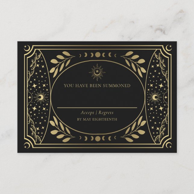 Carte D'accompagnement Gold Elegant Tarot Card Mariage RSVP (Devant)