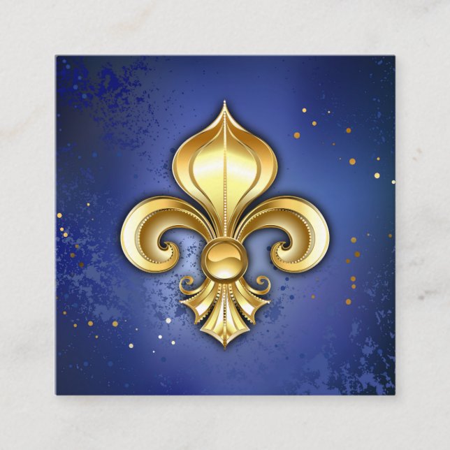 Carte D'accompagnement Gold Fleur de Lis on Blue (Devant)
