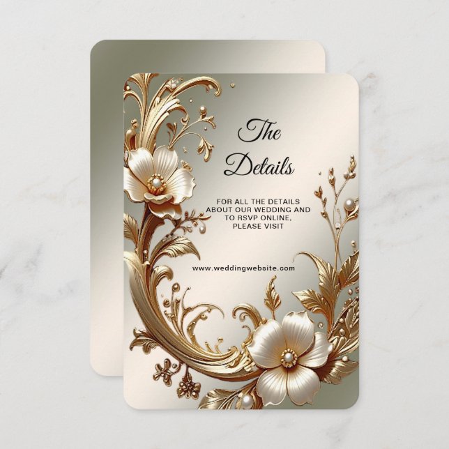 Carte D'accompagnement Gold Floral Detail Enclosure (Devant / Derrière)