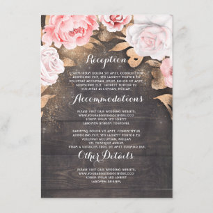 Carte D'accompagnement Gold Floral Rustic Mariage Information Invité