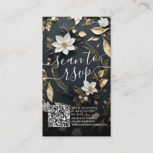Carte D'accompagnement Gold Floral Wreath Mariage QR Code Site Web RSVP