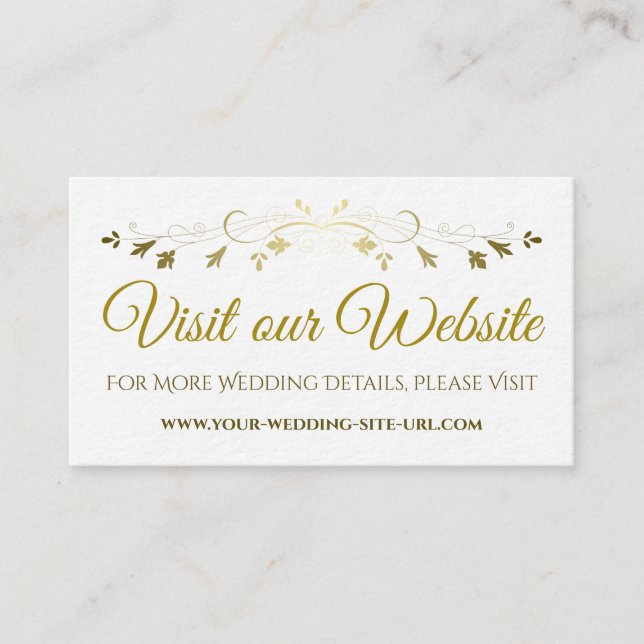 Carte D'accompagnement Gold Flourish Élégant Mariage Visitez notre site W (Devant)