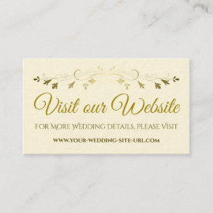 Carte D'accompagnement Gold Flourish Elegant Wedding Website Cream