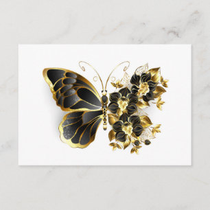 Carte D'accompagnement Gold flower Butterfly with Black Orchid