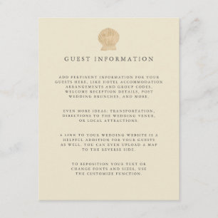 Carte D'accompagnement Gold foil Seashell mariage côtier Détails