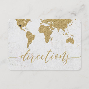 Carte D'accompagnement Gold Foil World Map Destination Mariage