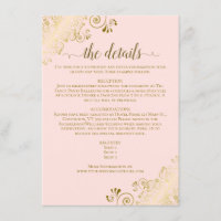 Gold Frills Elegant Blush Pink Mariage Détails
