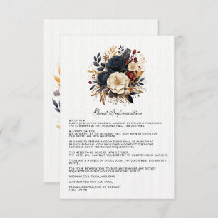 Carte D'accompagnement Gold, Navy Blue et Burgundy Floral Détails