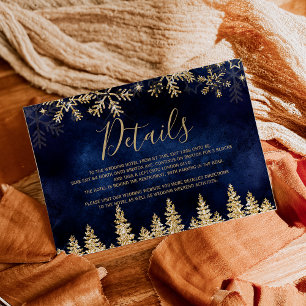 Carte D'accompagnement Gold neigeux marine Noël hiver détails
