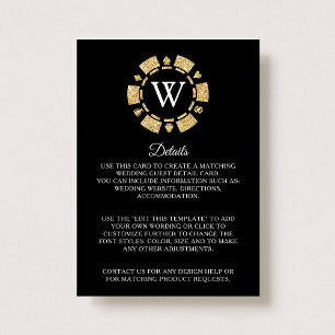Carte D'accompagnement Gold Parties scintillant Poker Chip Casino Mariage