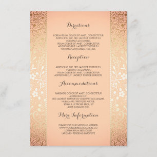 Carte D'accompagnement Gold Peach Floral Détails sur le Mariage -Informat