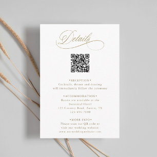 Carte D'accompagnement Gold Romantic Calligraphy QR Code Détails du Maria