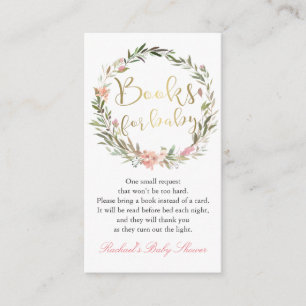 Carte D'accompagnement Gold Script Floral Wreath Baby shower demande de r