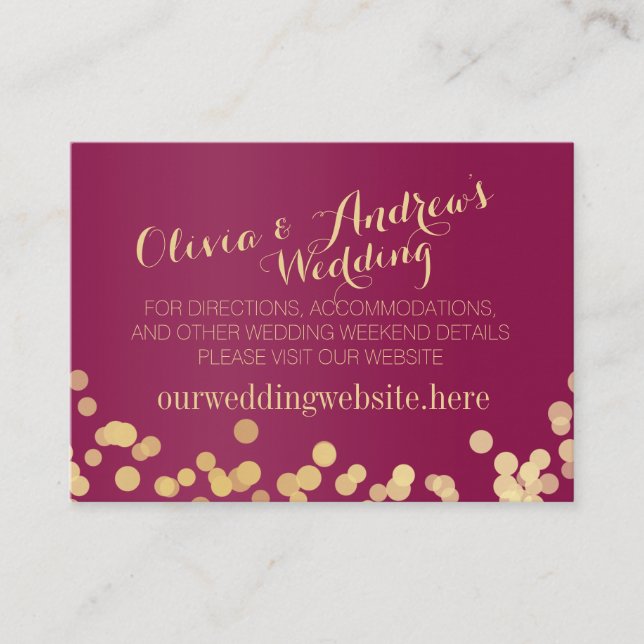 Carte D'accompagnement Gold Sparkle Berry Informations sur le Mariage de  (Devant)