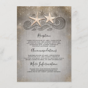 Carte D'accompagnement Gold Starfish Beach Détails du mariage Information