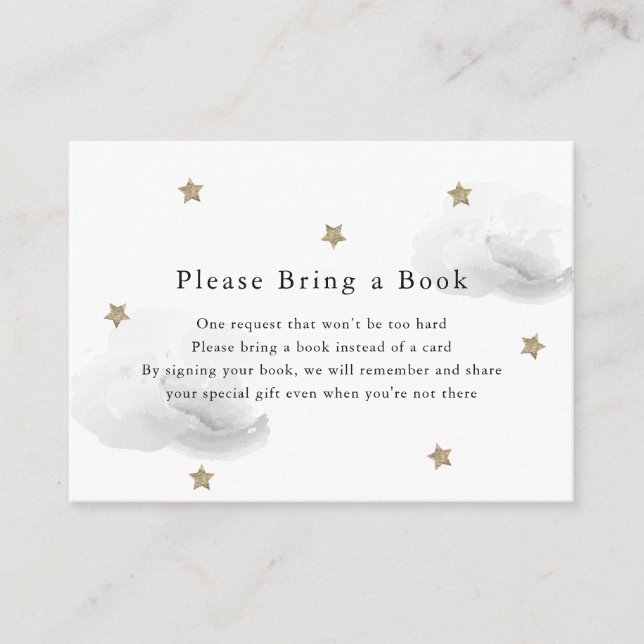 Carte D'accompagnement Gold Stars & Grey Clouds S'il vous plaît apporter  (Devant)