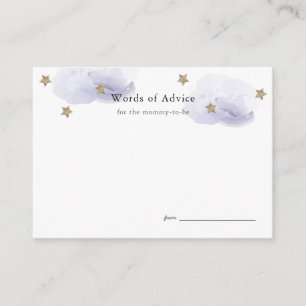 Carte D'accompagnement Gold Stars & lavande Nuages Conseil Baby shower