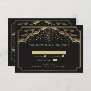 Carte D'accompagnement Gold Sun et Moon Tarot Card Mariage RSVP
