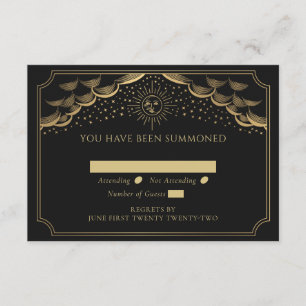 Carte D'accompagnement Gold Sun et Moon Tarot Card Mariage RSVP