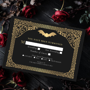 Carte D'accompagnement Gold Vampire Cathédrale Mariage gothique RSVP