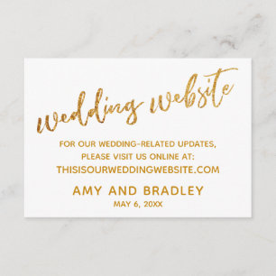 Carte D'accompagnement Gold Waves & écriture Mariage blanc