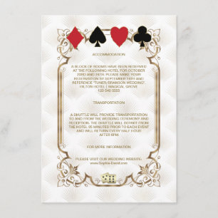 Carte D'accompagnement Gold White Art Deco Casino Mariage Hébergement