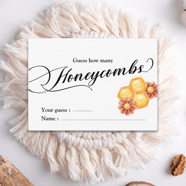 Carte D'accompagnement Golden Bee Baby shower devinez Combien de Honeycom (Créateur téléchargé)
