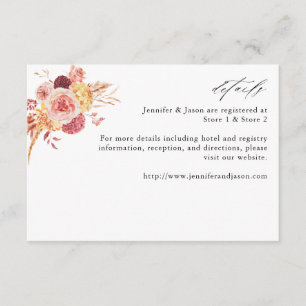 Carte D'accompagnement Golden Burgundy & Blush rose Détails floraux 2LG