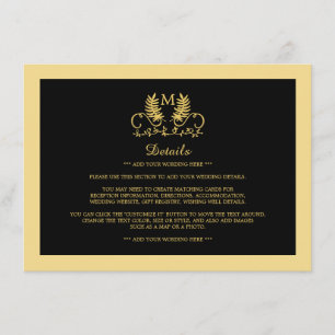 Carte D'accompagnement Golden Floral Emblem Mariage Détail