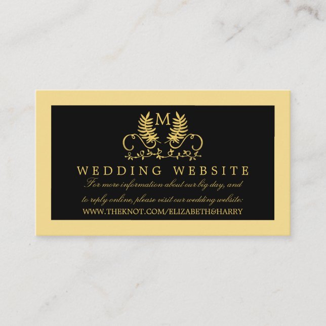 Carte D'accompagnement Golden Floral Emblem Site Mariage (Devant)