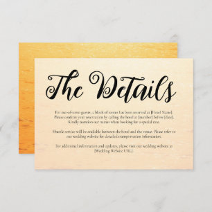 Carte D'accompagnement Golden orange vagues d'été mariage