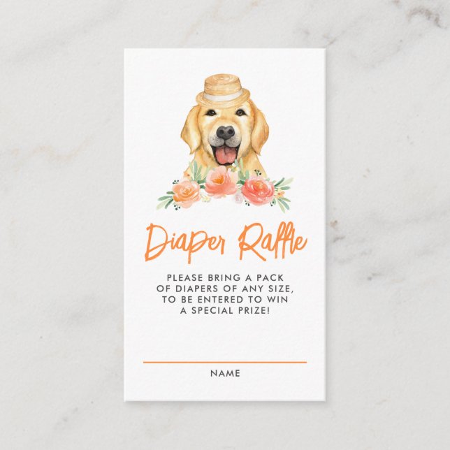 Carte D'accompagnement Golden Retriever Peach Diaper Jeu Raffin (Devant)