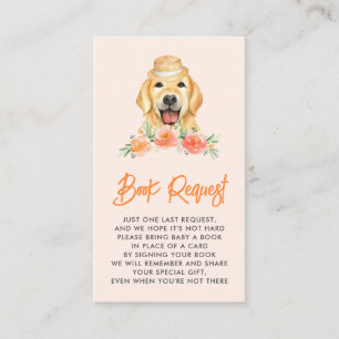 Carte D'accompagnement Golden Retriever Peach Floral Book Demande