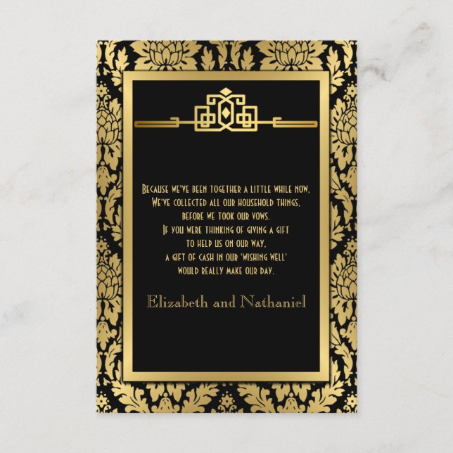 Carte D'accompagnement Golden Romance 1920 Art Déco Wishing Well Card (Devant)