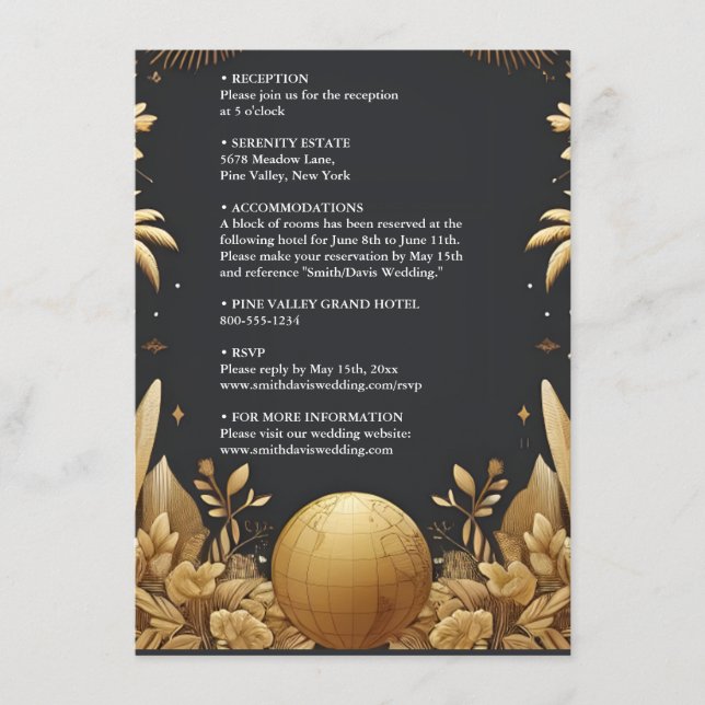 Carte D'accompagnement Golden Ticket Passport Embarquement Mariage de Pas (Devant)
