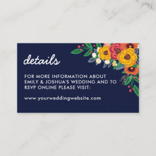 Carte D'accompagnement Golden Yellow Navy Boho Mariage Détails du site we