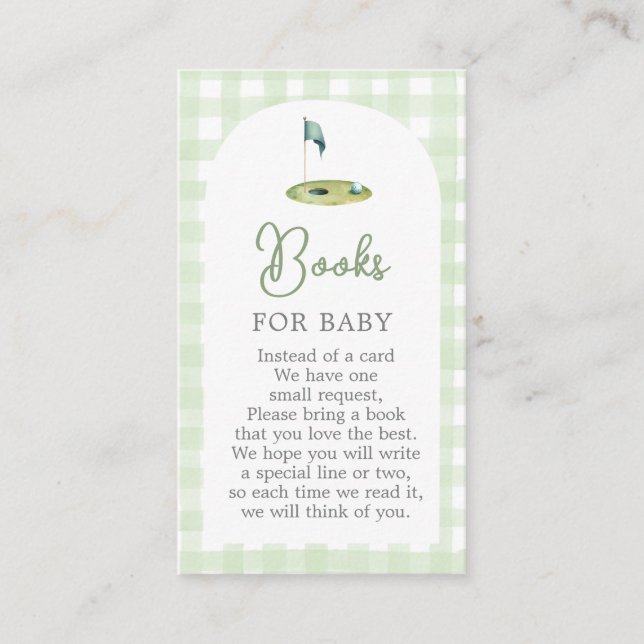 Carte D'accompagnement Golf Baby Shower Books for Baby Card (Devant)