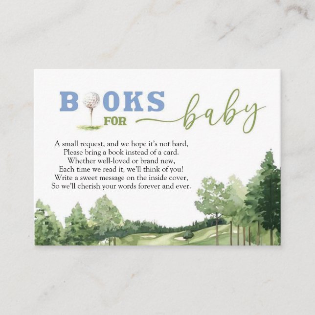 Carte D'accompagnement Golf Blue Boy Baby shower Par-Tee Livres Pour Bébé (Devant)