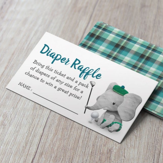 Carte D'accompagnement Golf Boy Elephant Baby shower Diaper Raffle (Créateur téléchargé)
