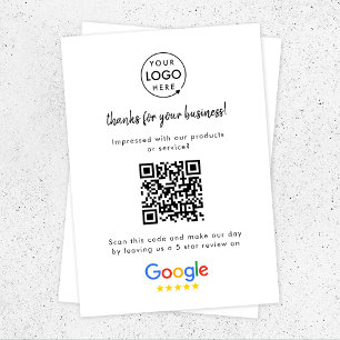 Carte D'accompagnement Google Avis Business Review Link QR Code