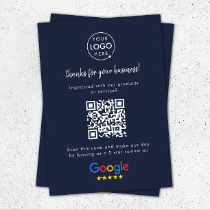 Carte D'accompagnement Google Avis Business Review Link QR Code Marine